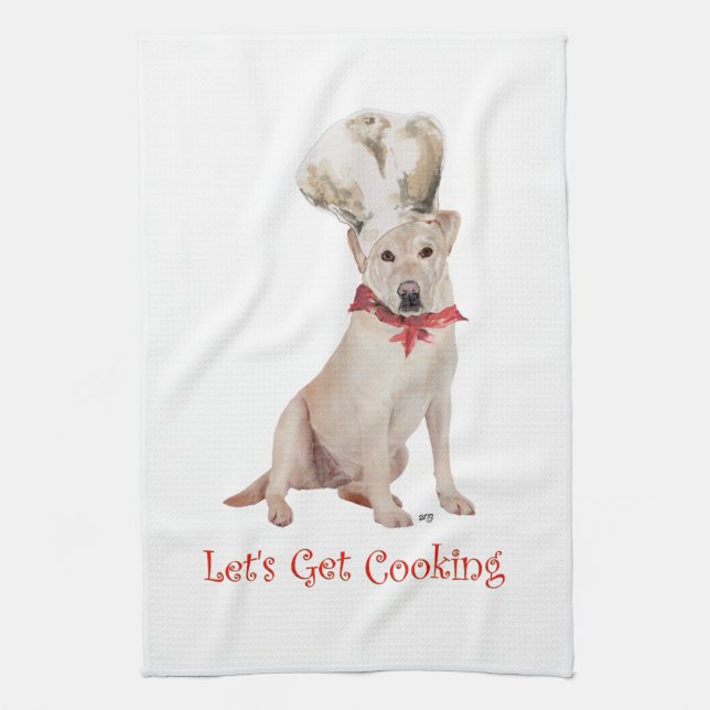 Gelber Labrador Retriever Kochen Geschirrtuch (Vertikal)