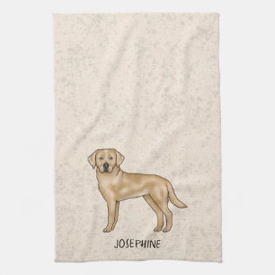 Gelber Labrador Retriever Lab Hund Dein Name Beige Geschirrtuch