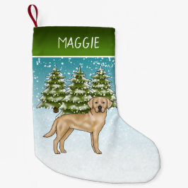 Gelber Labrador Retriever Snow Forest Individuelle Kleiner Weihnachtsstrumpf