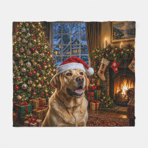 Gelber Labrador Retriever Urlaub  Fleecedecke