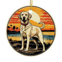 Gelber Labrador Retriever Vintage-Sonnenuntergang 