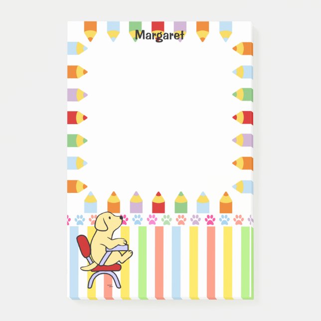 Gelber Labrador-Student 1 Post-it Klebezettel (Vorderseite)