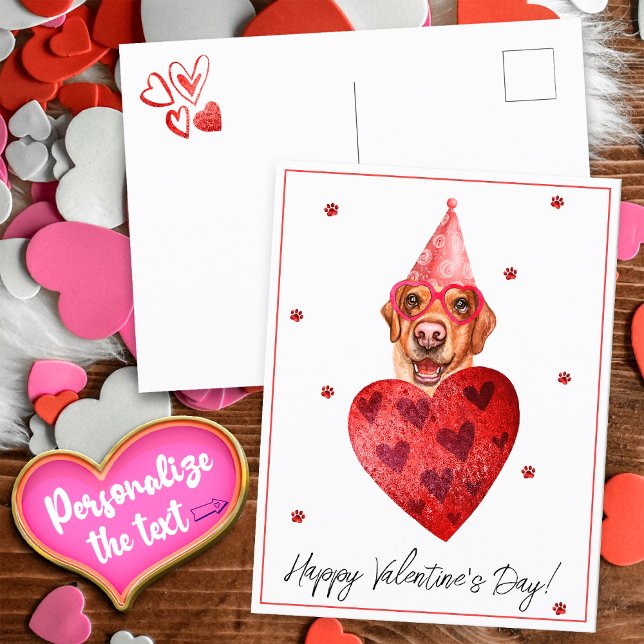 Gelber Labrador Valentinstag Postkarte (Von Creator hochgeladen)