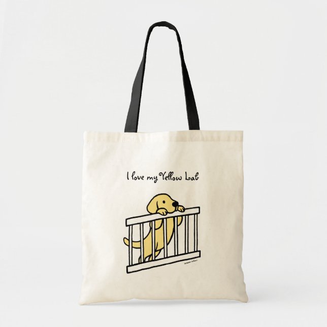 Gelber Labrador-Welpen-Cartoon Tragetasche (Vorne)