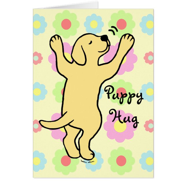 Gelber Labrador-Welpen-Umarmungs-Cartoon mit (Vorne)