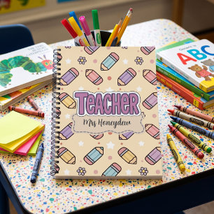 Gelber Lehrer Schule Bleistift Muster Notizblock
