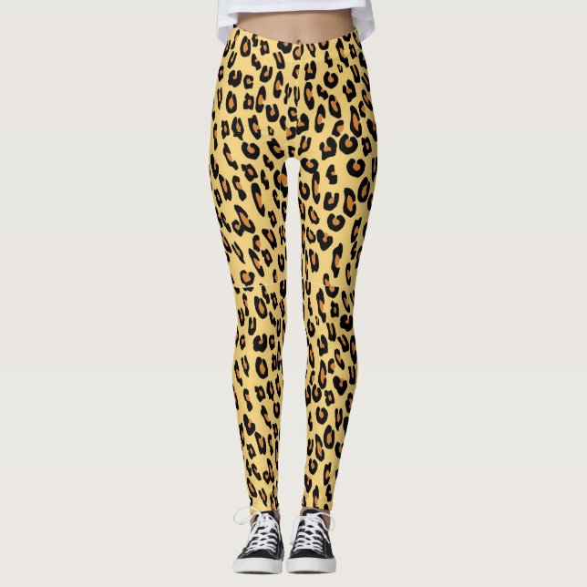 Gelber Leopard-Druck Leggings (Vorderseite)