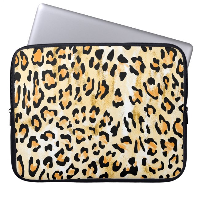 Gelber Leopard, handgezeichnet. Laptopschutzhülle (Vorderseite)