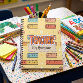 Gelber Lineal Lehrer Schulmuster Notizbuch Notizblock