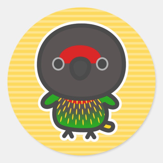 Gelber Lory Runder Aufkleber (Vorderseite)
