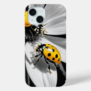 Gelber Marienkäfer Käfer auf schwarzer weißer Blum Case-Mate iPhone Hülle