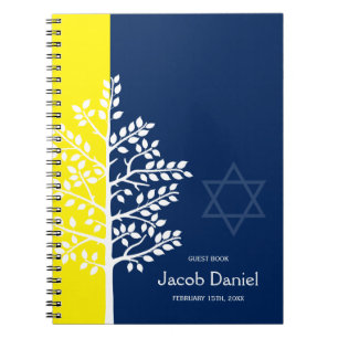 Gelber Marine-Baum des Leben-Bar Mitzvah Notizblock