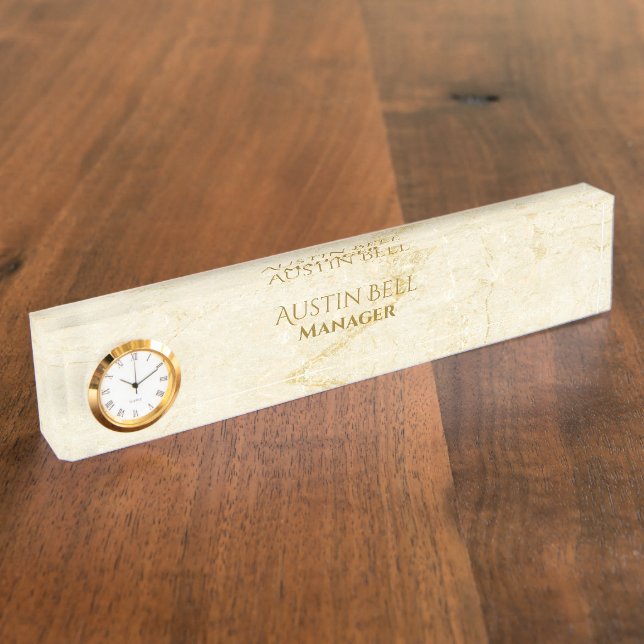 Gelber Marmor Personalisiert Namensplakette (Seite)
