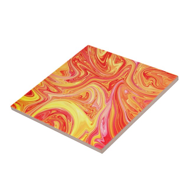 Gelber Marmorstein in Orange - Abstrakte Textur Fliese (Seite)