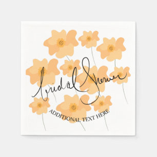 Gelber Mohn Floral Handgezeichnete Bridal Shower Serviette