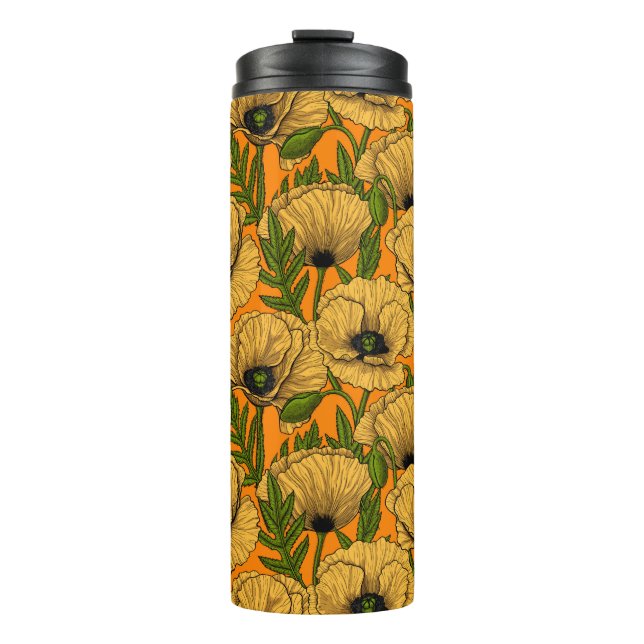Gelber Mohn-Thermalbecher Thermosbecher (Vorderseite)