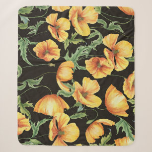 Gelber Mohn-Wasserfarben-Blumenmuster Sherpadecke