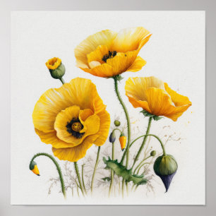 Gelber Mohnblumen-Kunstposter Poster