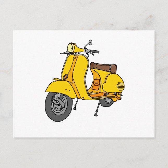 Gelber Motorroller Postkarte (Vorderseite)