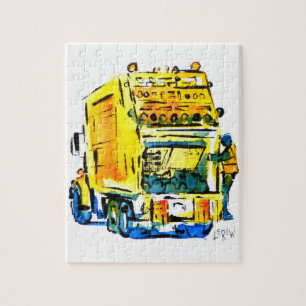 Gelber Müllwagen / Künstler Larry Lerew