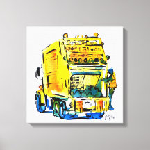 Gelber Müllwagen / Künstler Larry Lerew