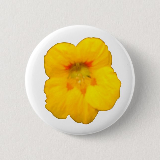 Gelber Nasturtium-Blume Button (Vorderseite)
