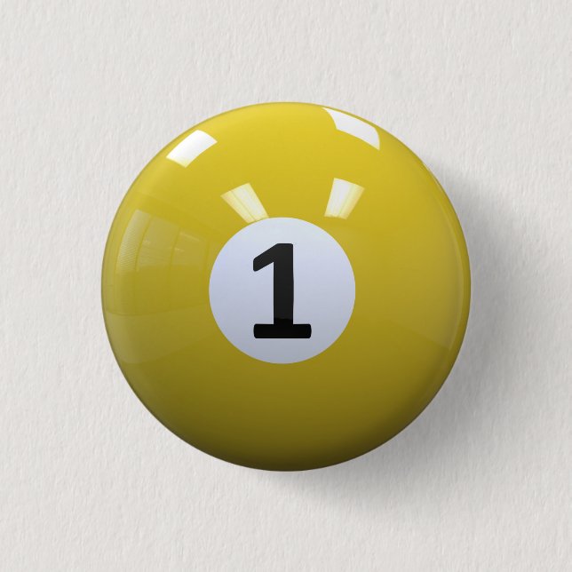 Gelber Nr. 1- Billard-Pool-Ball Button (Vorderseite)