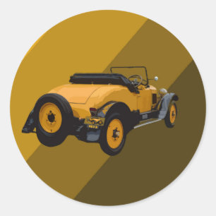 Gelber Oldtimer-Cabrio mit Aufklebern Runder Aufkleber