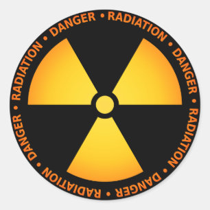 Gelber/orange Strahlungs-Symbol-Aufkleber Runder Aufkleber