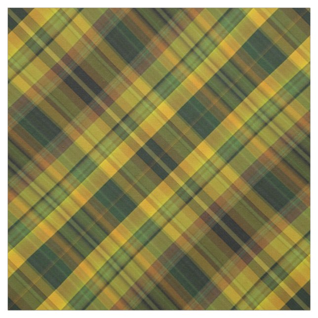 Gelber, orange und grüner Karo Tartan Stoff (Muster)