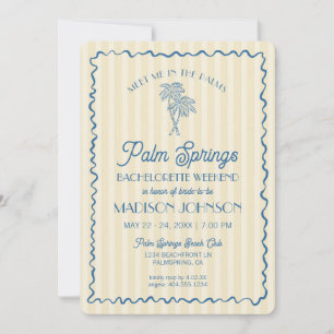 Gelber Palm Springs Pastell Strand Junggesellinnen Einladung