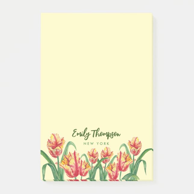 Gelber Papagei Tulip Post-it Klebezettel (Vorderseite)