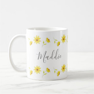 Gelber Pen und Wasserfarbmuster Kaffeetasse