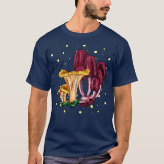 Gelber Pfifferling und violette Pilze hell für T-Shirt