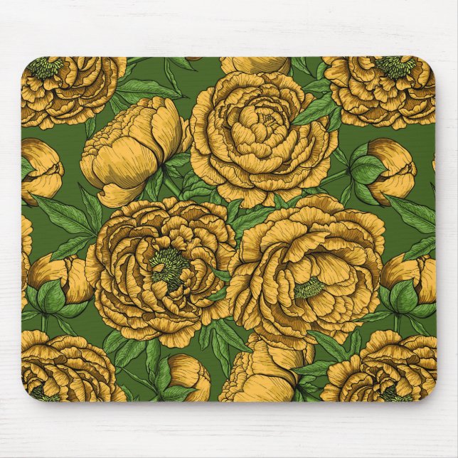 Gelber Pfingstrosenstrauß Mousepad (Vorne)