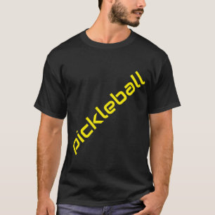 Gelber PICKLEBALL-Text schwarzer Hintergrund T-Shirt