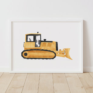 Gelber Planierraupen-Baukinderzimmer-Dekor Poster