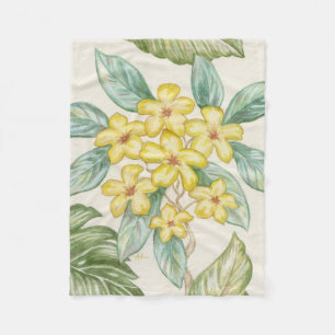 Gelber Plumeria-Fleece Throw Fleecedecke