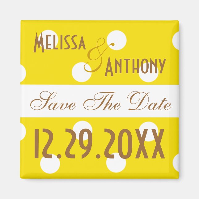 Gelber Polka Dot speichert das Date Magnet (Vorne)