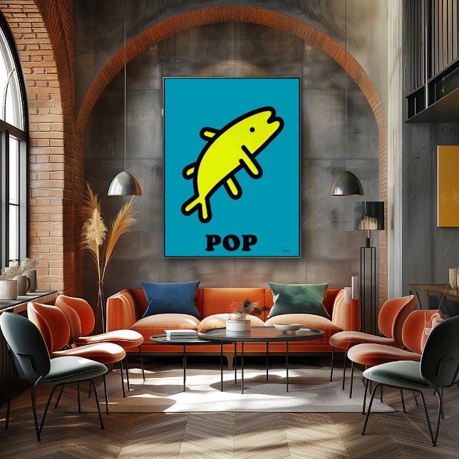 Gelber Pop Art Bold Animal Cartoon Silhouette Poster (Von Creator hochgeladen)