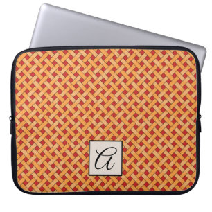 Gelber Rattan auf Custom Red mit Monogramm Laptopschutzhülle