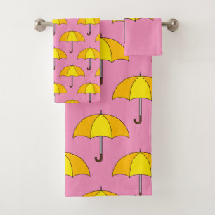 Gelber Regenschirm Badhandtuch Set