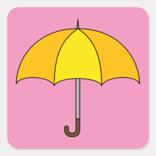 Gelber Regenschirm Quadratischer Aufkleber