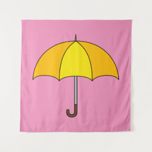 Gelber Regenschirm Wandteppich