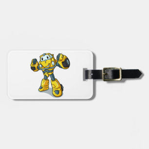 Gelber Roboter-Cartoon Hintergrundfarbe auswählen Gepäckanhänger