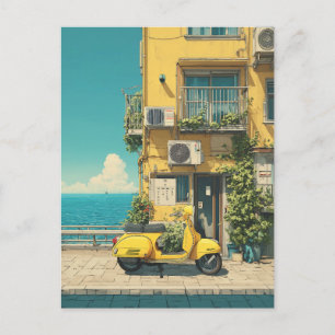Gelber Roller am Meer Postkarte