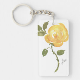 Gelber Rose Akryllischer Schlüsselanhänger
