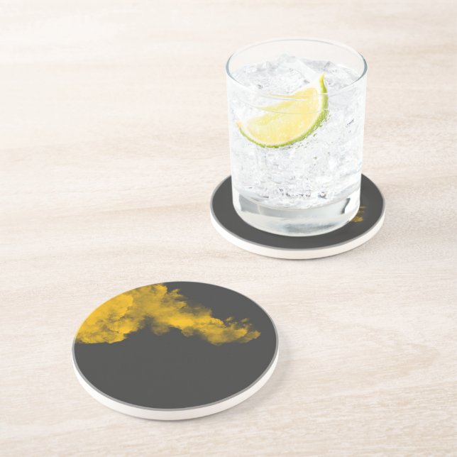 Gelber Sandstein-Untersetzer mit einzigartiger Tex Getränkeuntersetzer (Seite)