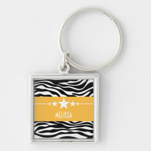Gelber Sassy Star Zebra Premium Schlüsselanhänger