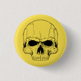 Gelber Schädel-Knopf Button